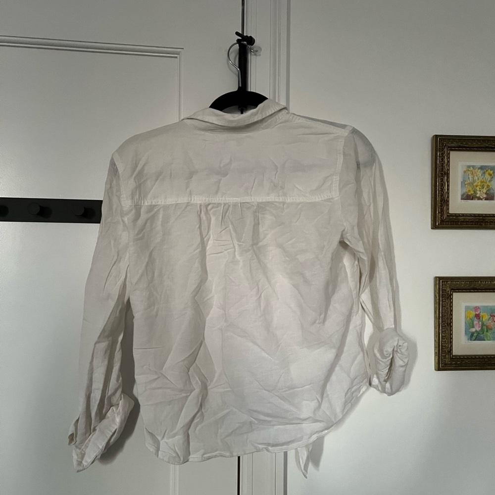 J Crew White Button Up With Tie Front - image 2